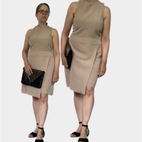 BANANA REPUBLIC TAN LINEN SLEEVELESS DRESS, KNEE LENGTH/ LINED / SIZE 6 - Picture 2 of 6